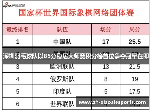 深圳羽毛球队以85分稳居大师赛积分榜首位争夺冠军在即